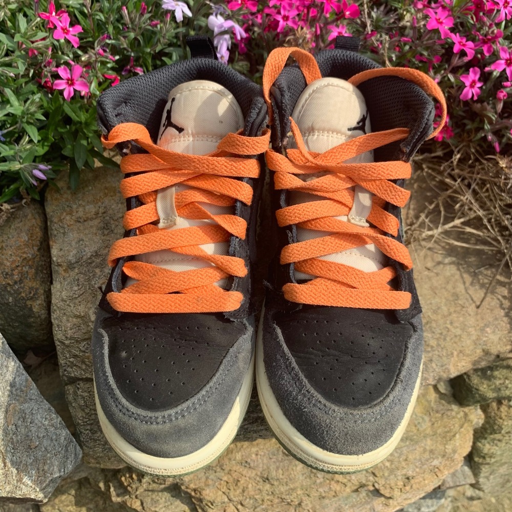 Nike Air Jordan 1 Mid SE Craft Little Kid 12C Anthracite Black Orange FD9094-003 - Picture 6 of 10